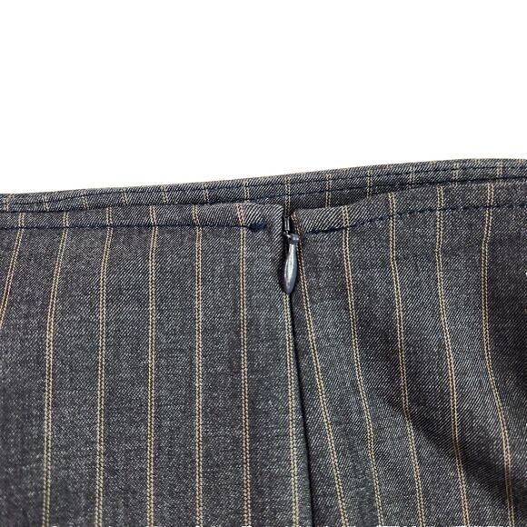 GANNI Skirt Womens 42 10/12 Grey Pinstripe Ruched Sky Captain Tie Gray NWT Siren - Picture 7 of 16